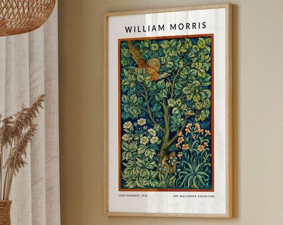 William Morris Exhibition Poster Cock Pheasant Pattern William Morris Art Willow Bough Print Art Nouveau Print Art