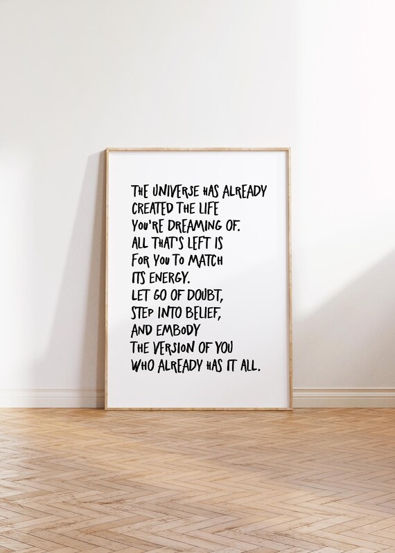 Universe Manifestation Quote Poster Law Of Attraction Typography