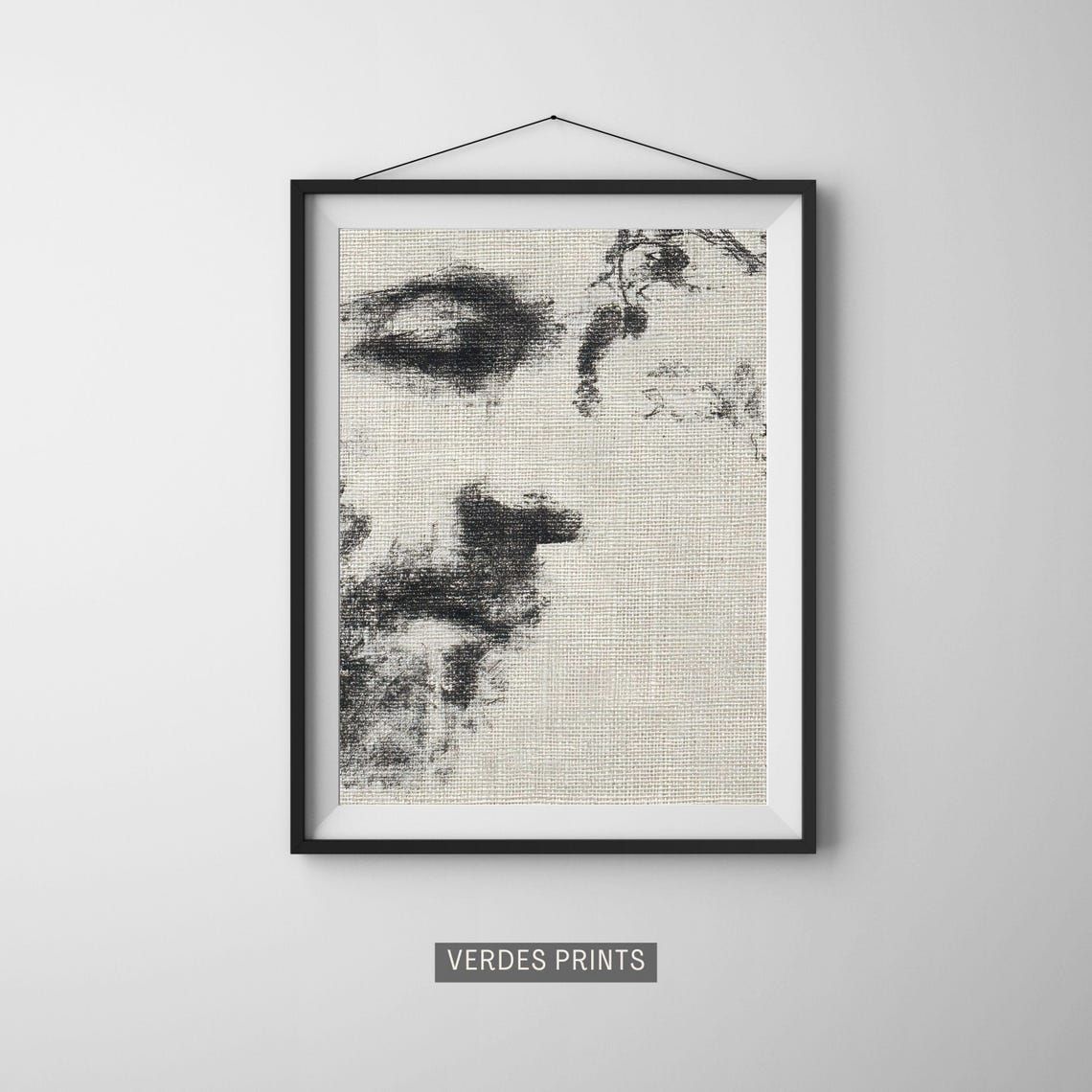 Charcoal Male Portrait Sketch Minimalist Figure Drawing Print Art