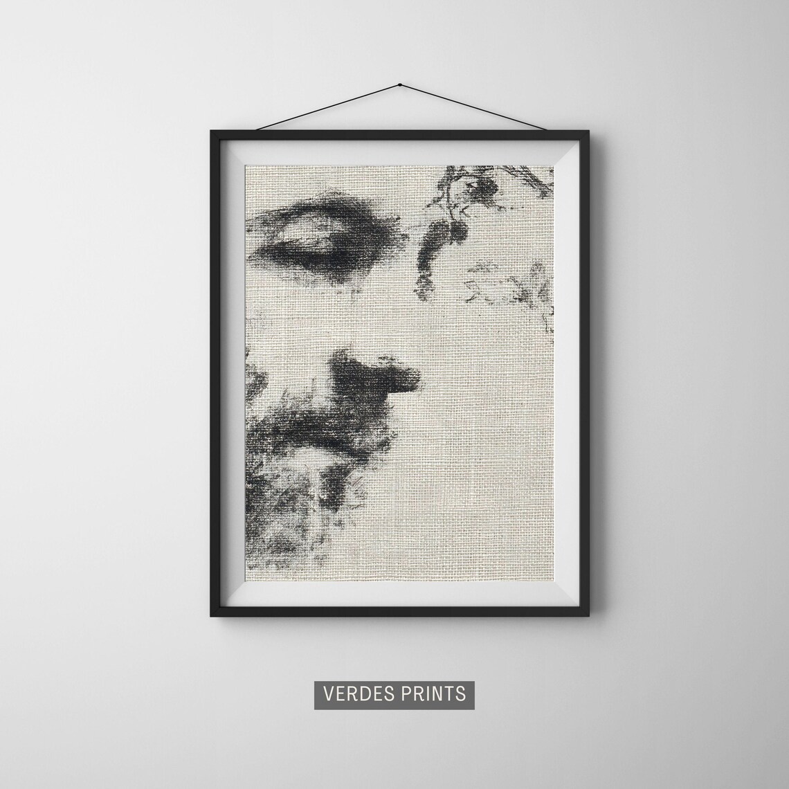 Charcoal Male Portrait Sketch Print Minimalist Figure Wall Art 63