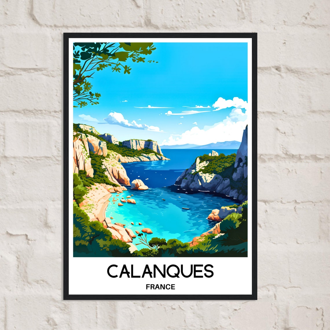 Calanques France Limestone Cliffs Turquoise Cove Travel Poster - Image 3