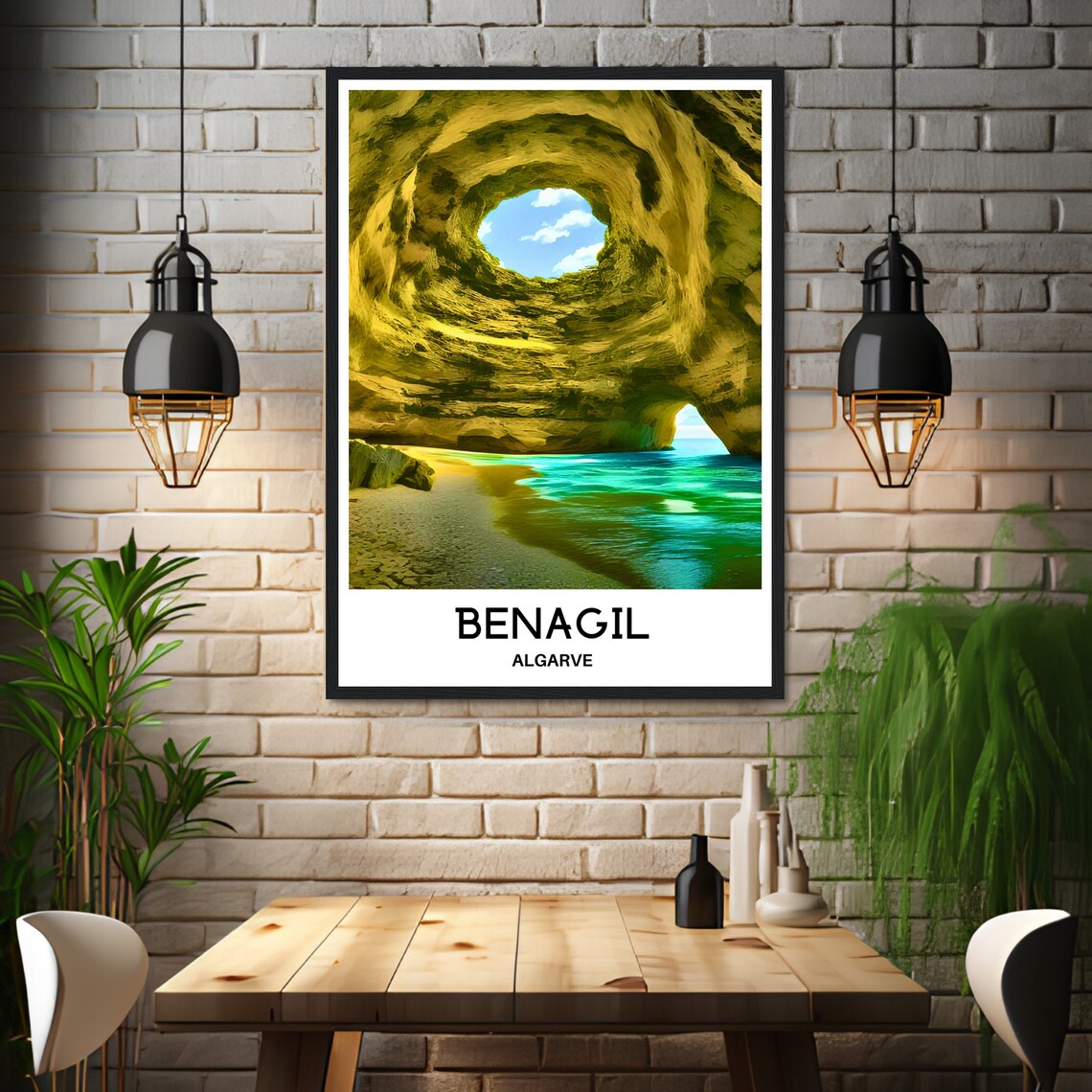 Benagil Sea Cave Golden Skylight Algarve Portugal Ocean Poster - Image 3