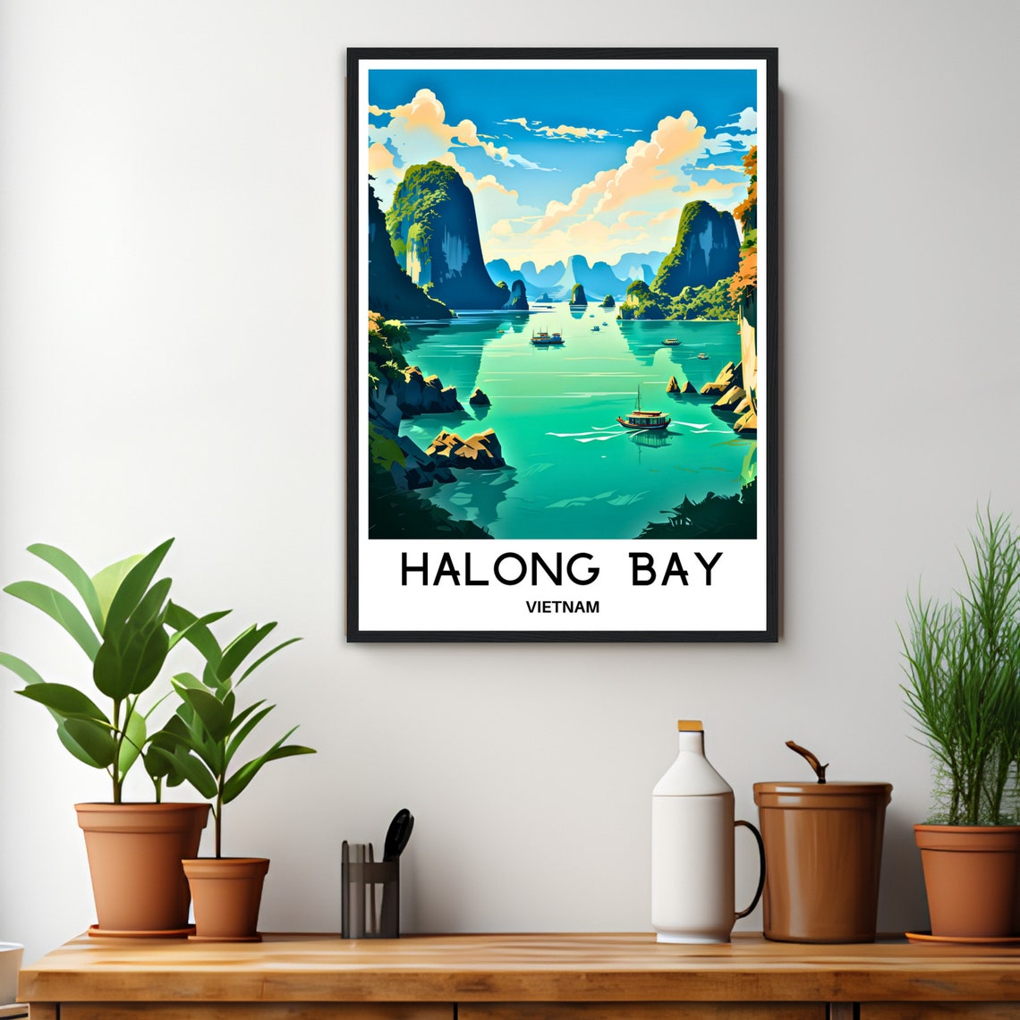 Ha Long Bay Vietnam Limestone Karsts Emerald Water Travel Poster - Image 2