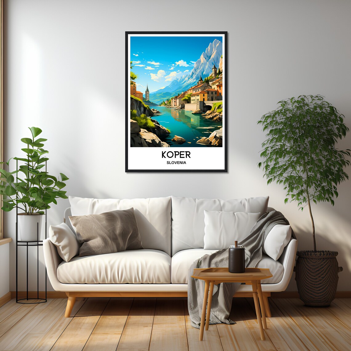 Koper Slovenia Coastal Town Mountain Lake Vintage Travel Poster - Image 2