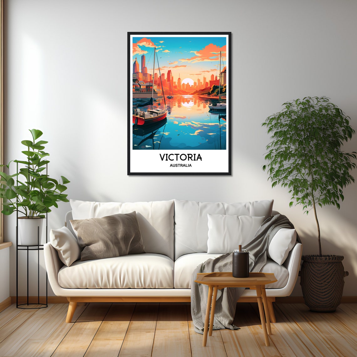 Victoria Australia Sunset Harbor Skyline Vintage Travel Poster - Image 2