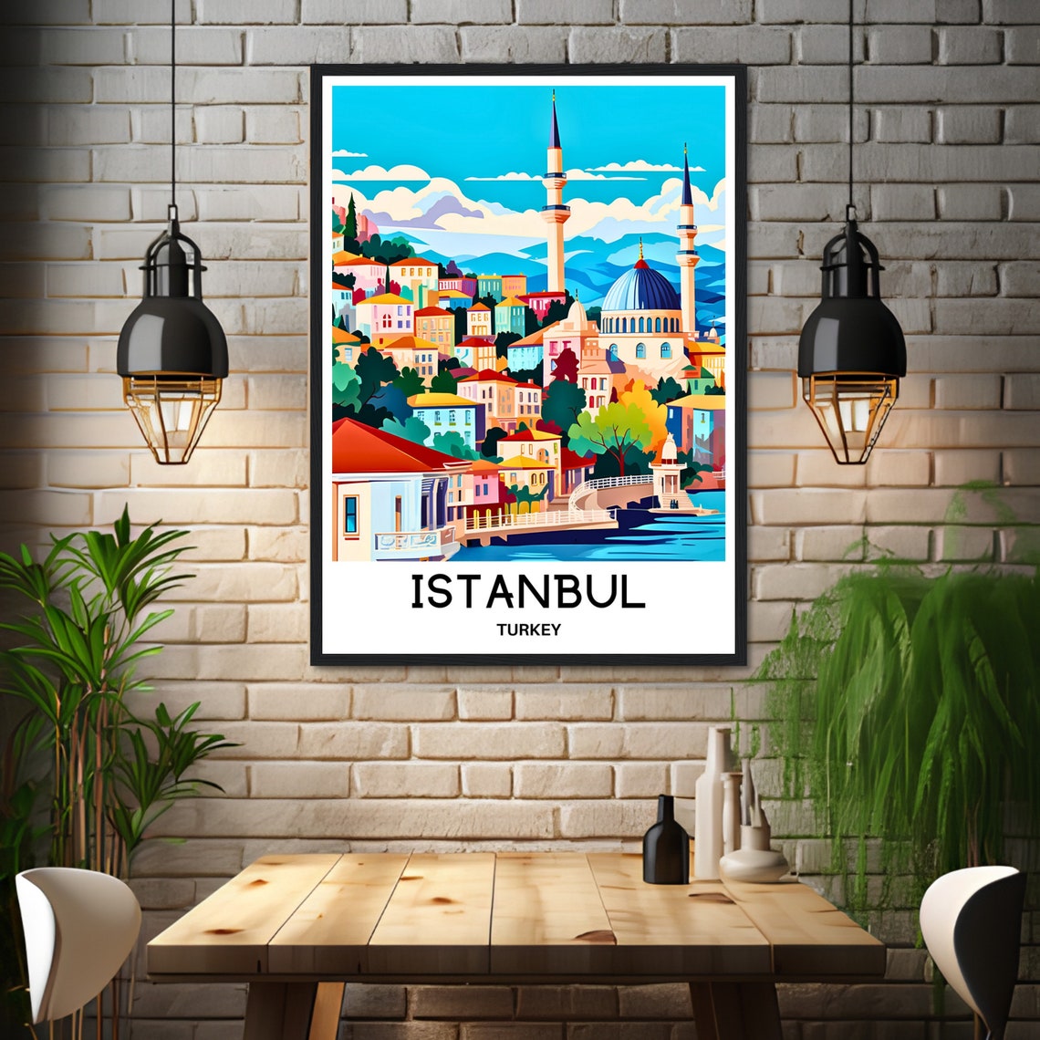 Istanbul Turkey Ottoman Mosque on the Waterfront Travel Poster - Image 3