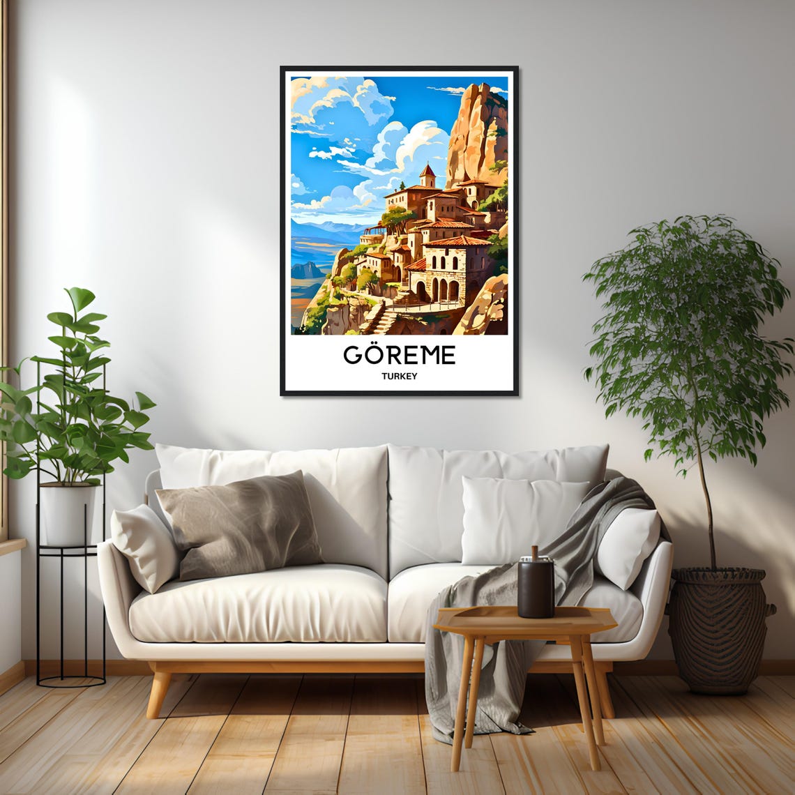 Goreme Turkey Cappadocia Cliffside Village Valley View Poster - Image 2