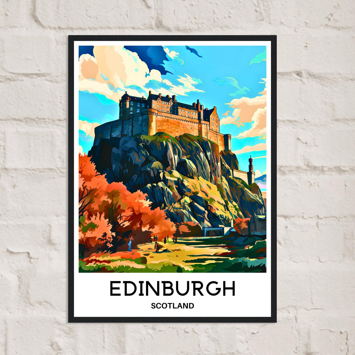 Edinburgh Castle Scotland Autumn Hillside Scene Travel Poster - Image 2
