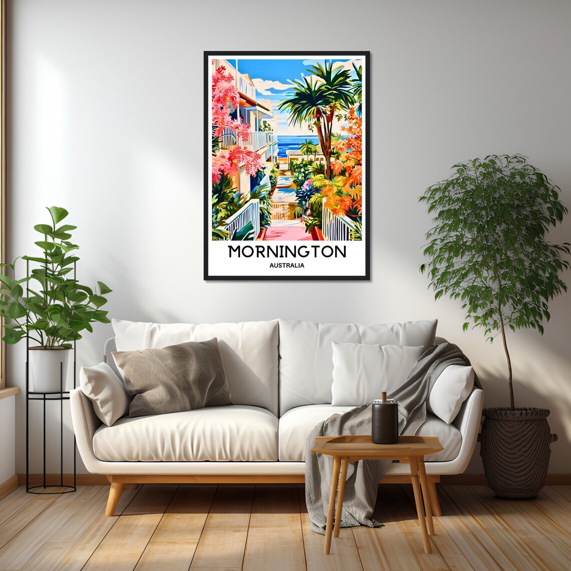 Mornington Beach Stairs Bougainvillea Australia Travel Poster - Image 2
