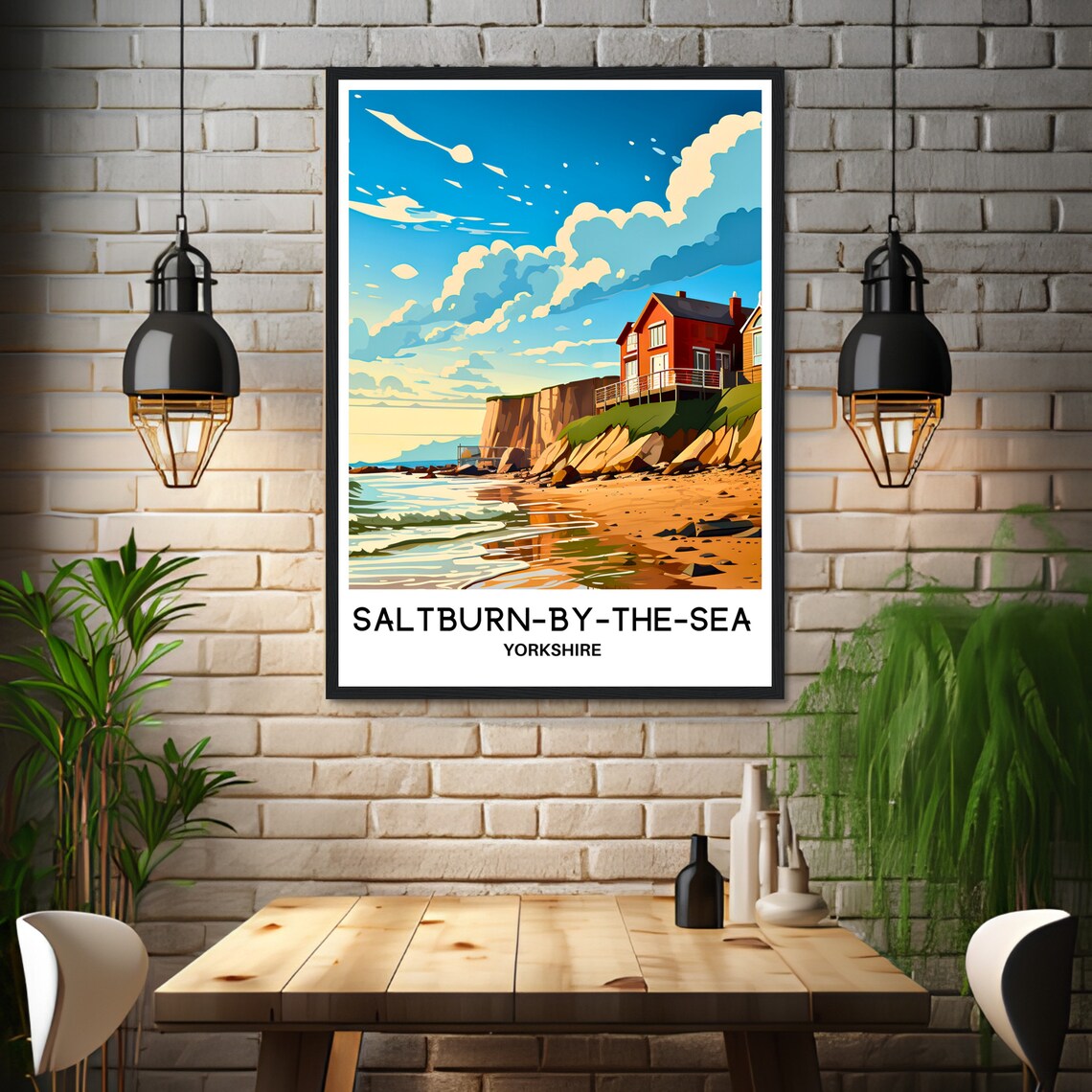 Saltburn By The Sea Yorkshire Beach Coast Retro Travel Poster - Image 3