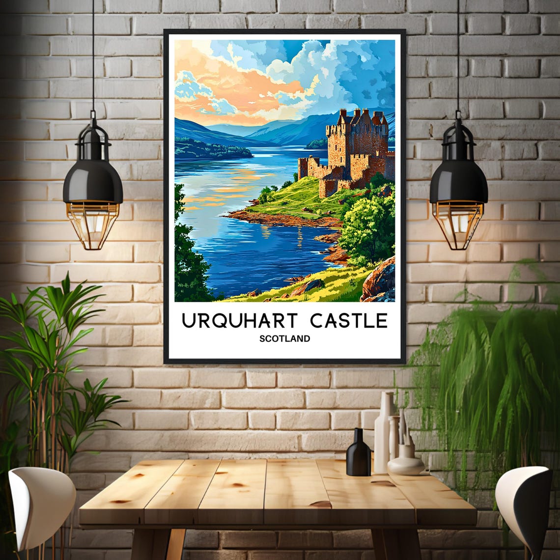 Urquhart Castle Scotland Sunset Loch View Stone Ruins Travel Poster - Image 3