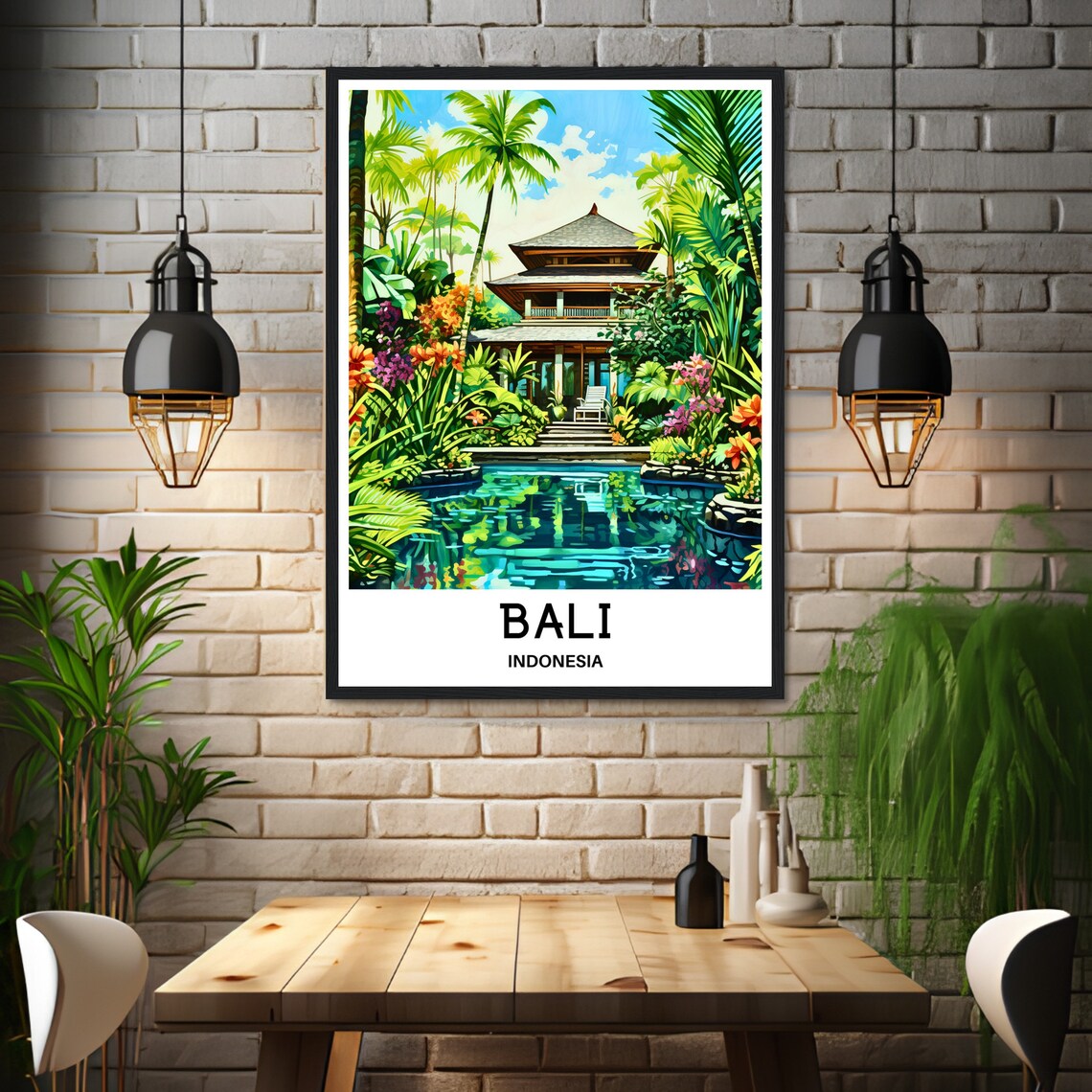 Bali Indonesia Lush Tropical Villa Pool Garden Travel Poster - Image 3