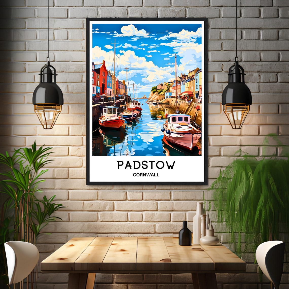 Padstow Cornwall Harbor Boats Quayside Town Travel Art Poster - Image 3