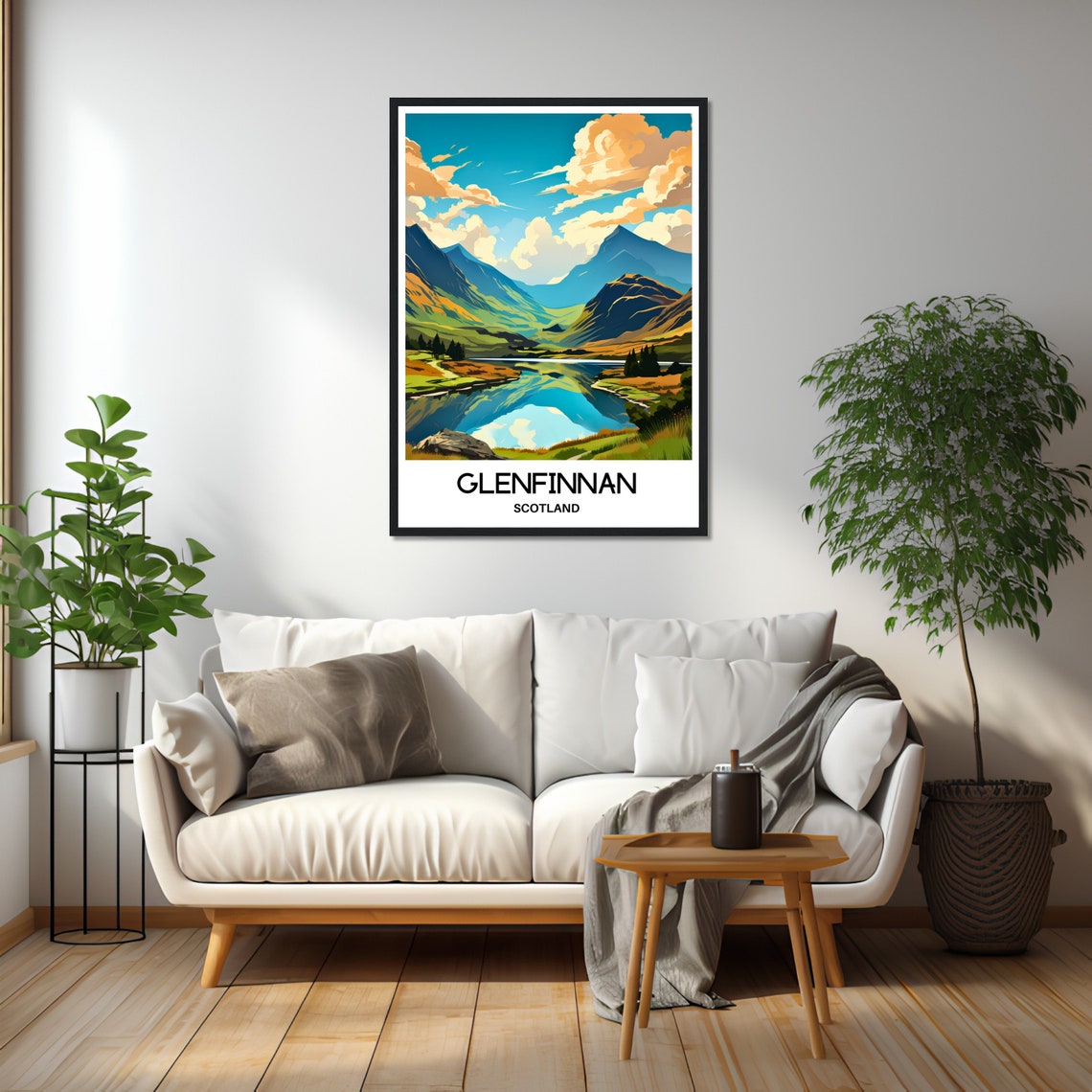 Glenfinnan Scotland Mountain Lake Perfect Reflection Sunset Poster - Image 2