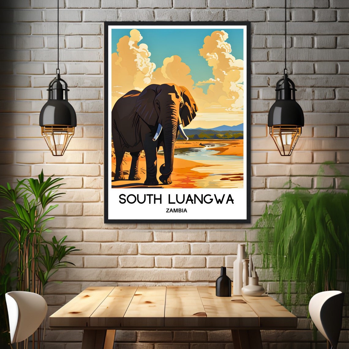 South Luangwa National Park Travel Print South Luangwa Poster Zambian Art Print Zambia Lover Gift Wall Hanging Illustration Home Decor - Image 3