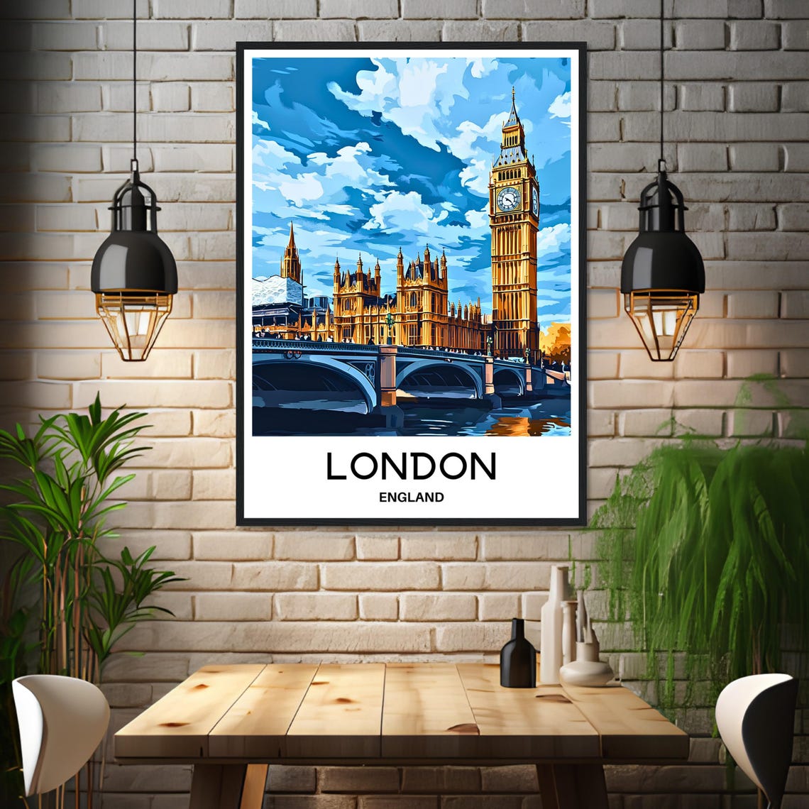 London Travel Print London Poster English Art Print England Lover Gift Wall Hanging Art London City Illustration Home Office Decor - Image 3