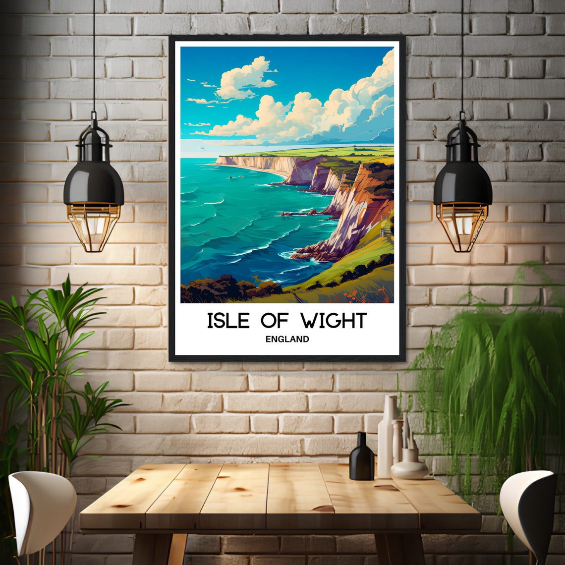Isle Of Wight Travel Print Isle Of Wight Poster English Art Print England Lover Gift Wall Hanging Art Isle Of Wight Island Illustration - Image 3