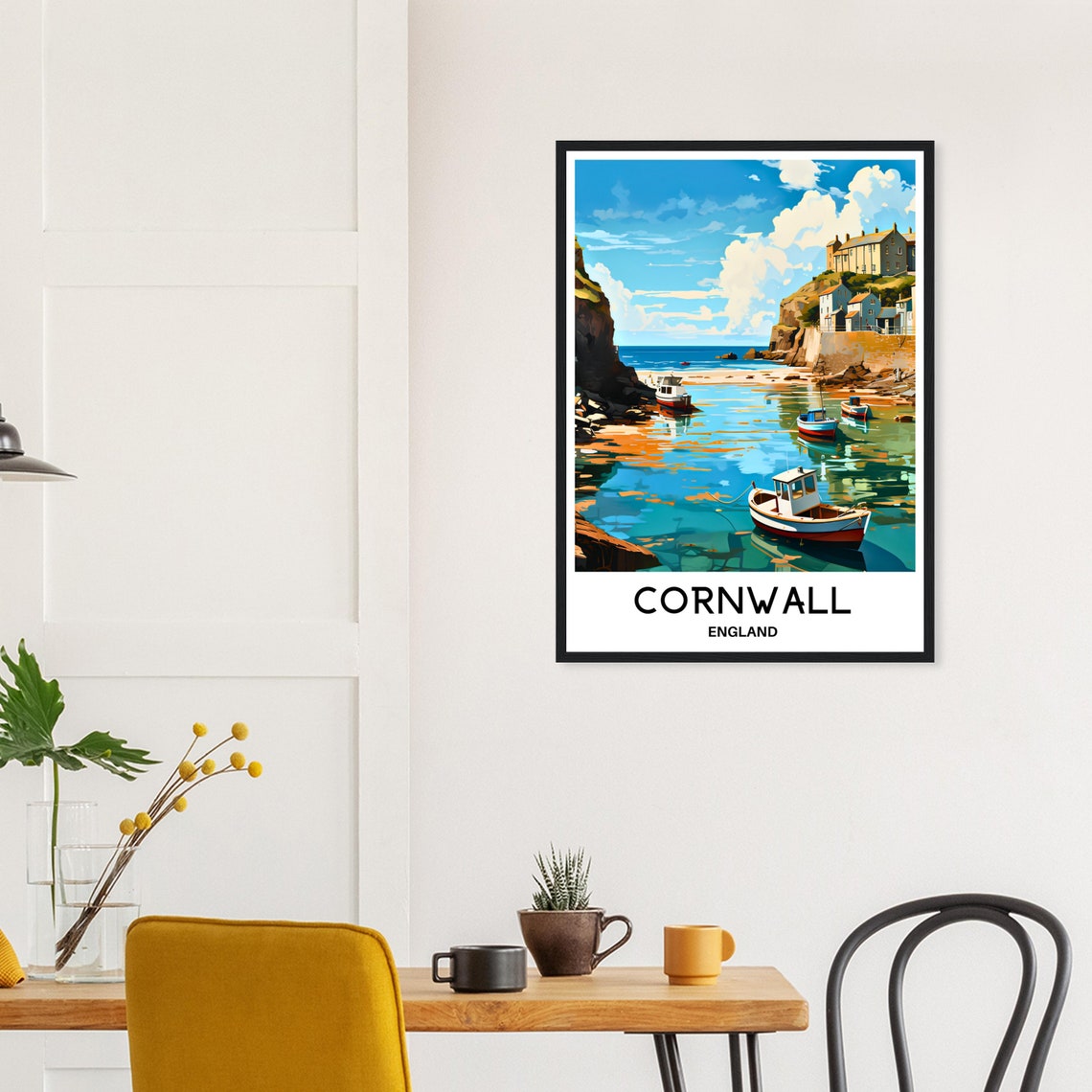 Cornwall England Fishing Boats Harbor Cove Seaside Travel Poster - Image 3