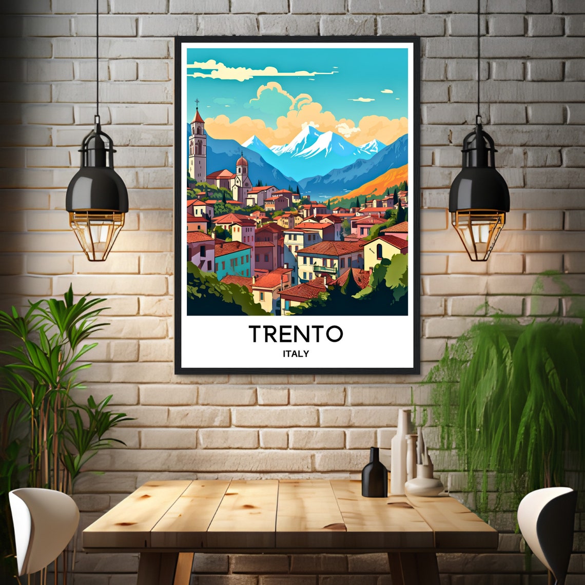 Trento Travel Print Trento Poster Italian Art Print Italy Lover Gift Italy Wall Hanging Art Home Office Decor Trento City Illustration - Image 3