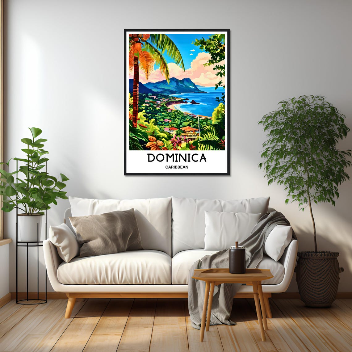 Dominica Caribbean Lush Coastal Town With Swaying Palm Trees Poster - Image 2