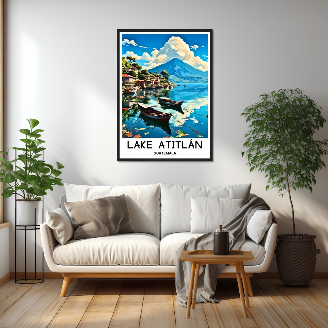Lake Atitlan Travel Poster, Central America Illustration - Image 2