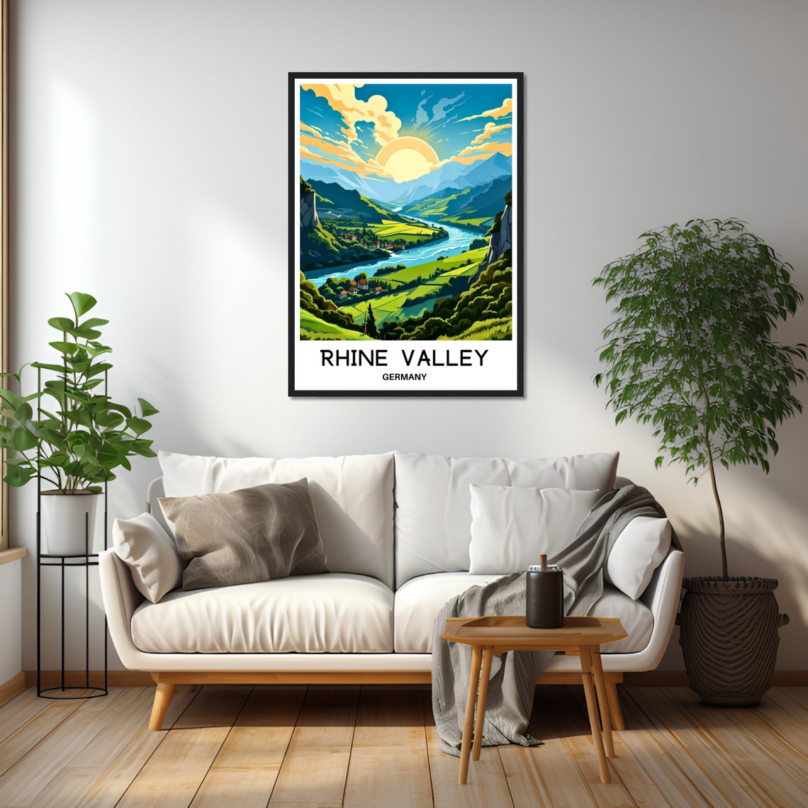 Rhine Valley Germany Sunset River Mountains Village Travel Poster - Image 2