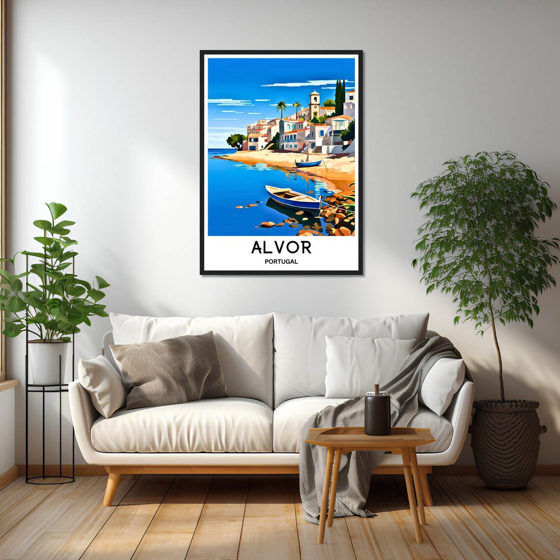 Alvor Portugal Fishing Boats on Sandy Beach Cove Travel Poster - Image 2