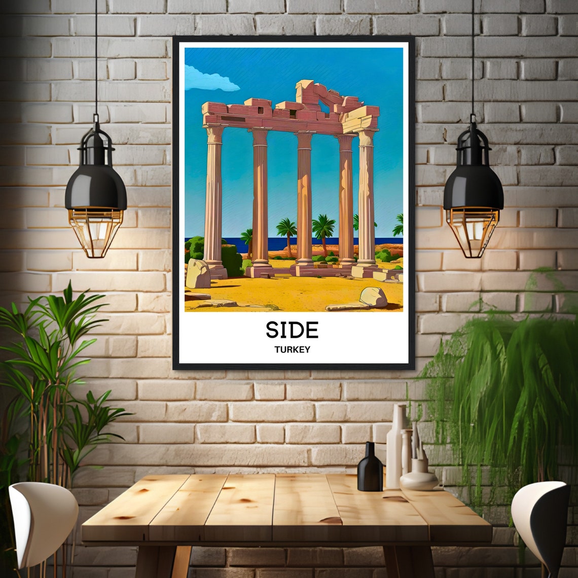 Side Turkey Ancient Temple Ruins Overlooking The Sea Travel Poster - Image 3