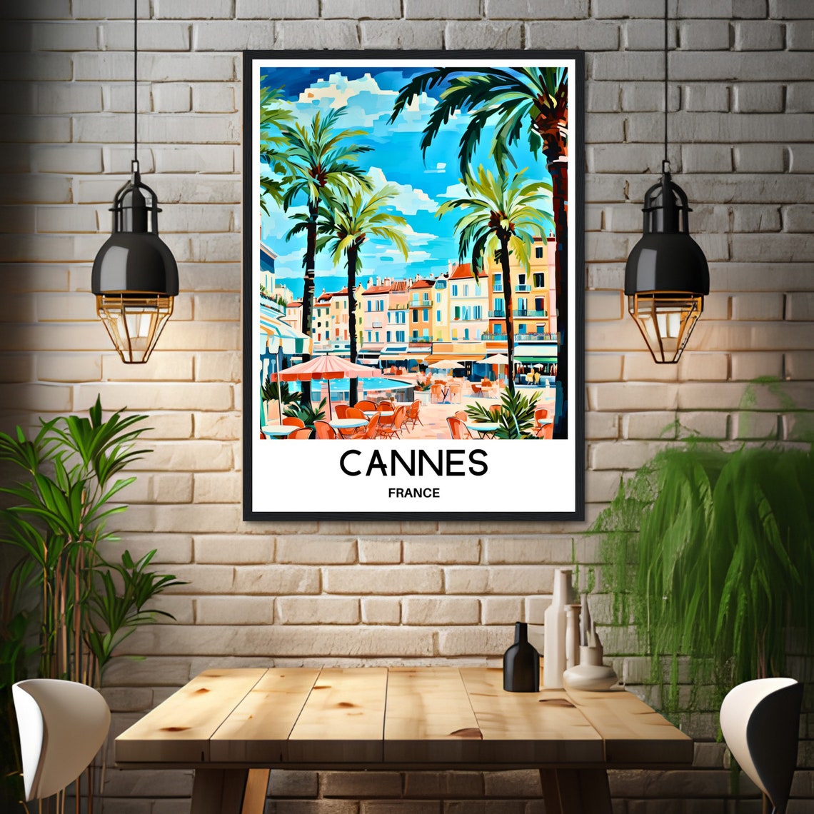Cannes Travel Print Cannes Poster French Art Print France Lover Gift Wall Hanging Art Home Office Desk Decor Cannes City Illustration - Image 3