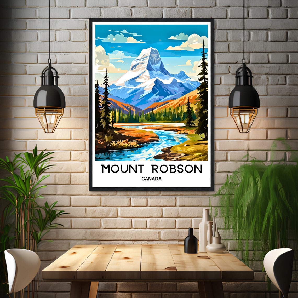 Mount Robson Canada Snow Peak River Autumn Meadows Majestic Poster - Image 3