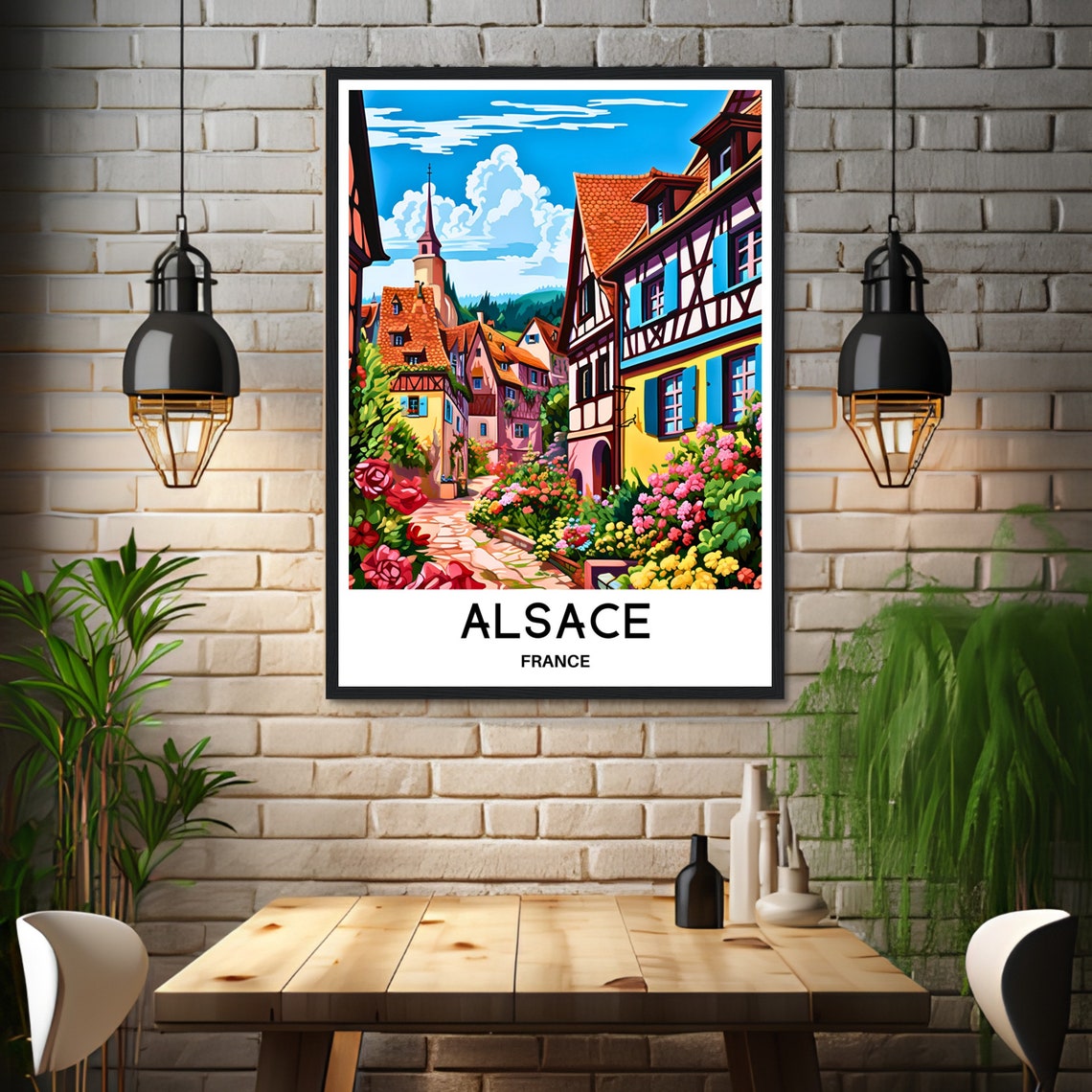 Alsace Travel Print Alsace Poster French Art Print France Lover Gift Wall Hanging Art Home Office Desk Decor Alsace Region Illustration - Image 3