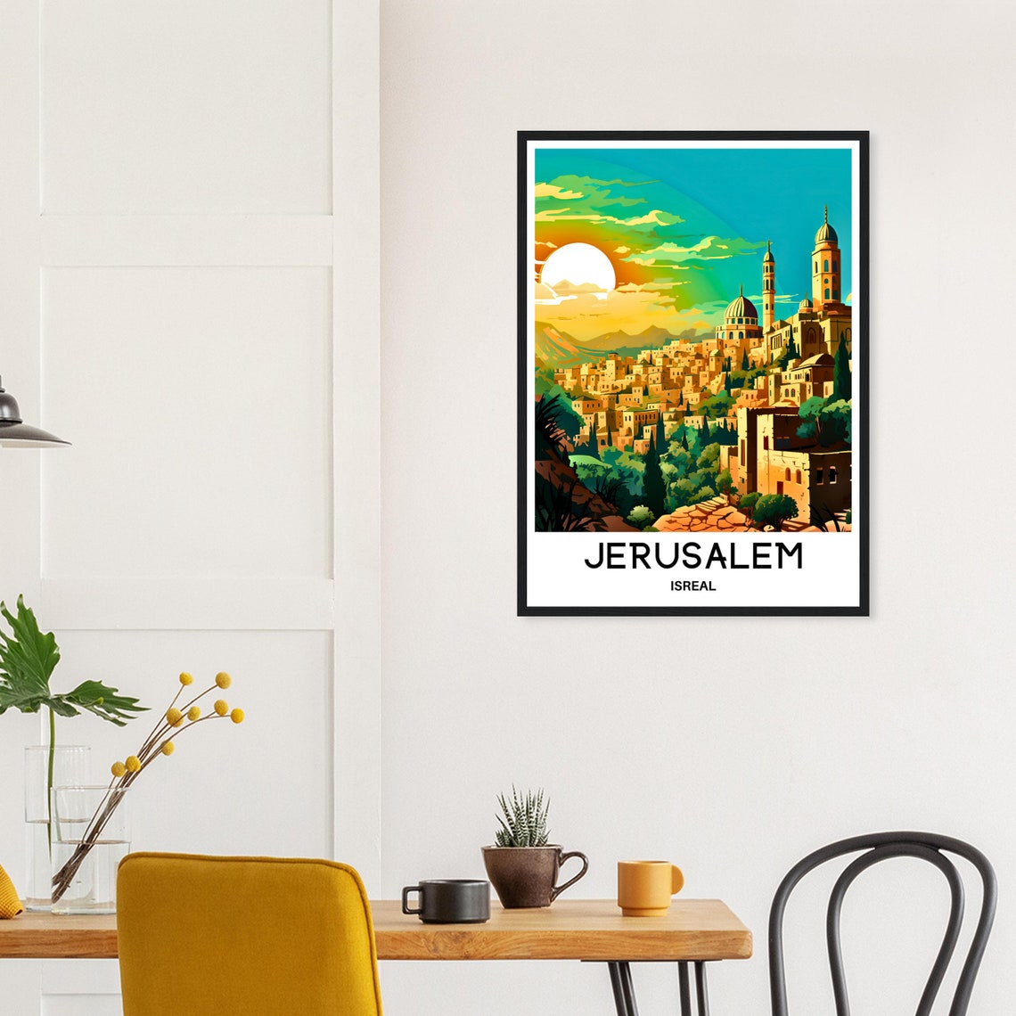 Jerusalem Golden Sunset Over The Old City Skyline Travel Poster - Image 2