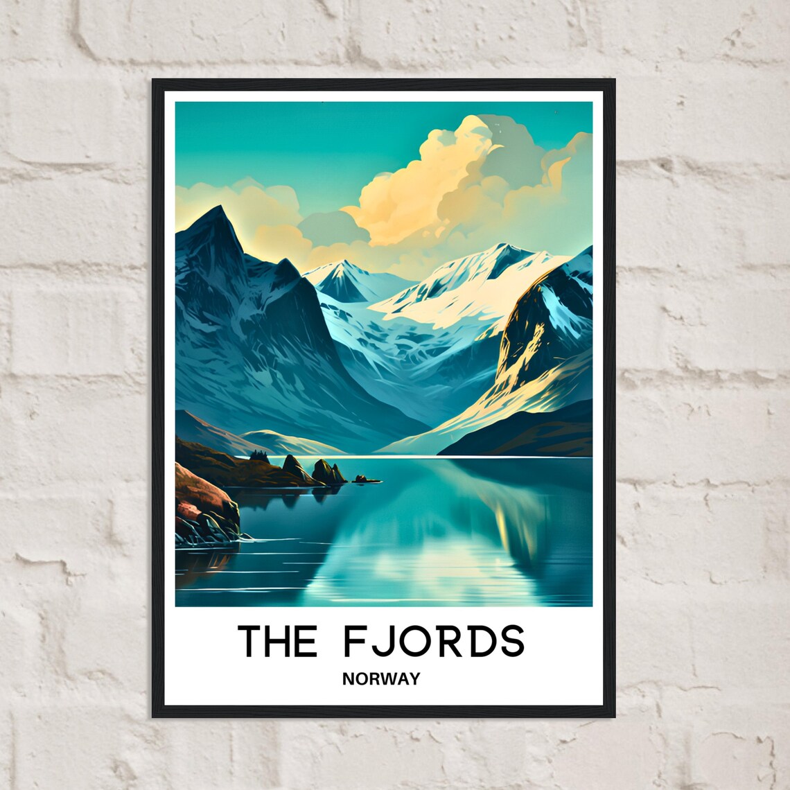 Fjords Travel Poster, Norwegian Mountains Wall Art - Image 2