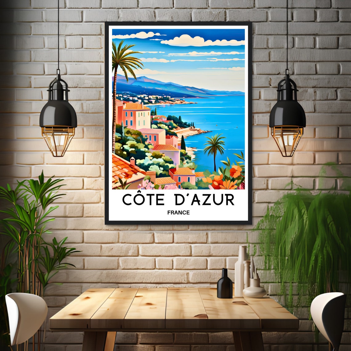 Côte d'Azur French Riviera Hillside Coastline Panorama Travel Poster - Image 3