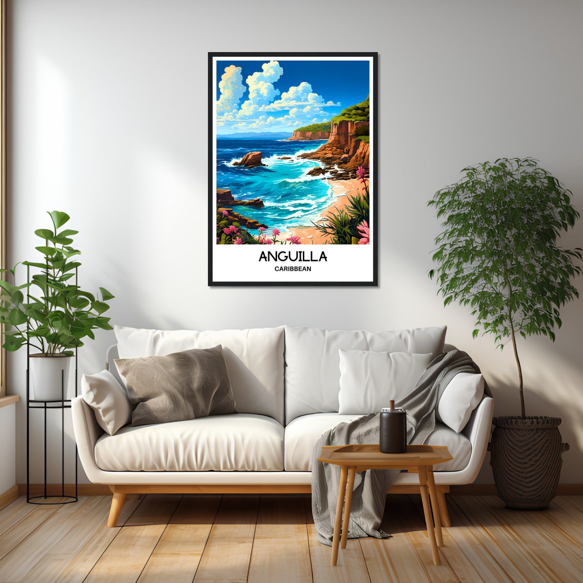 Anguilla Caribbean Rocky Cove Surf Tropical Beach Island Poster - Image 2