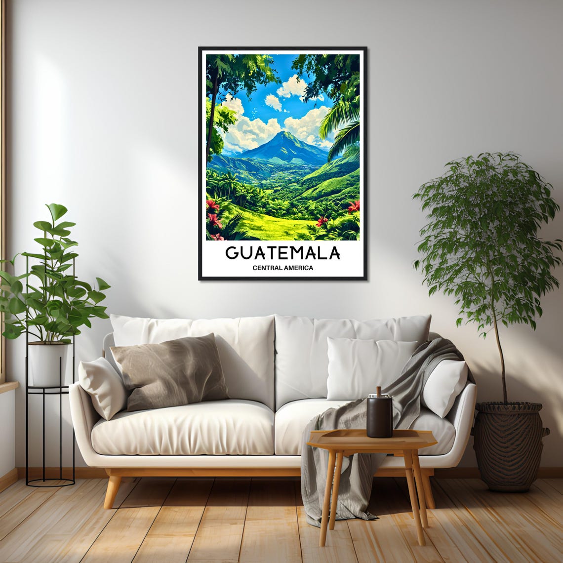 Guatemala Central America Lush Green Valley With Volcano Poster - Image 2