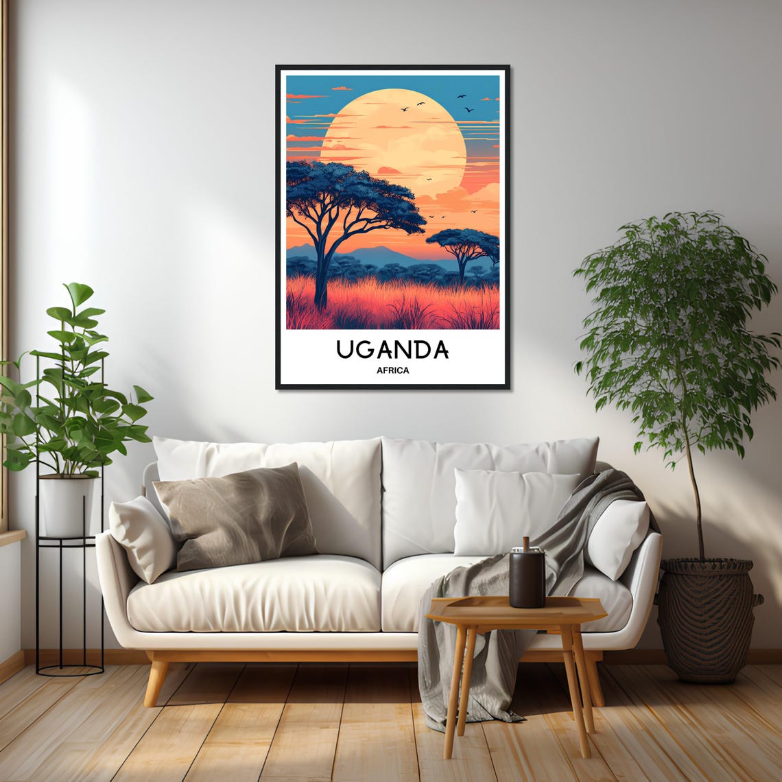 Uganda African Savanna Sunset Acacia Trees Safari Travel Poster - Image 2