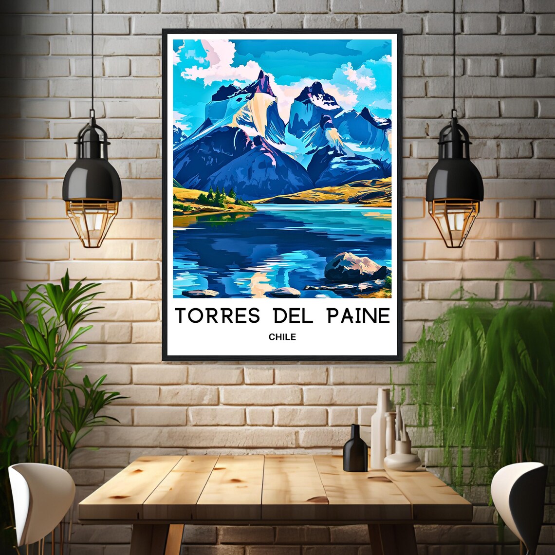 Torres Del Paine Chile Mountain Lake Patagonia Peaks View Poster - Image 3