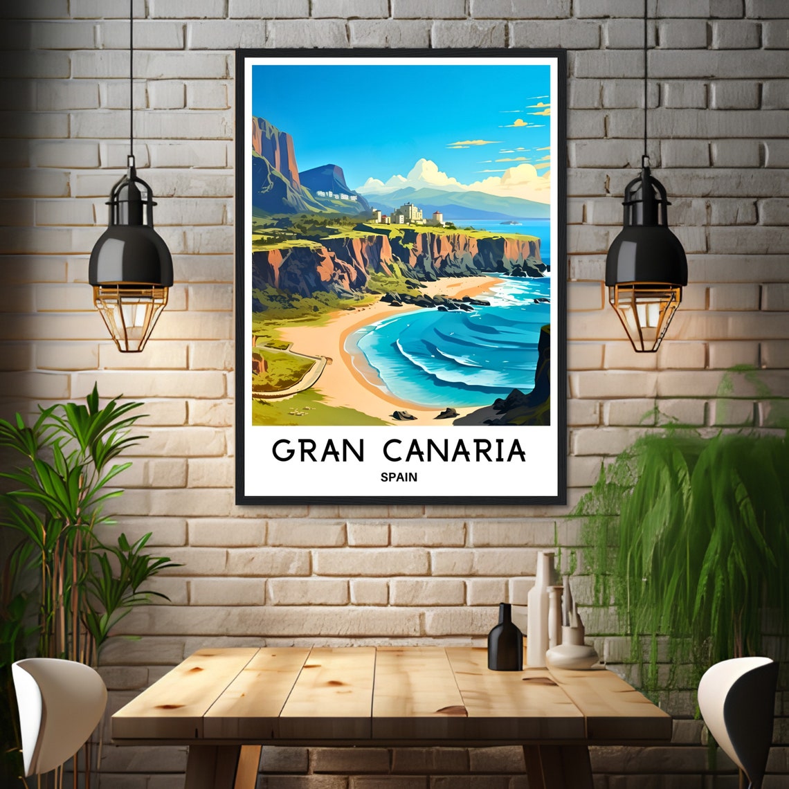 Gran Canaria Spain Dramatic Cliffs Beach Coast Travel Art Poster - Image 3