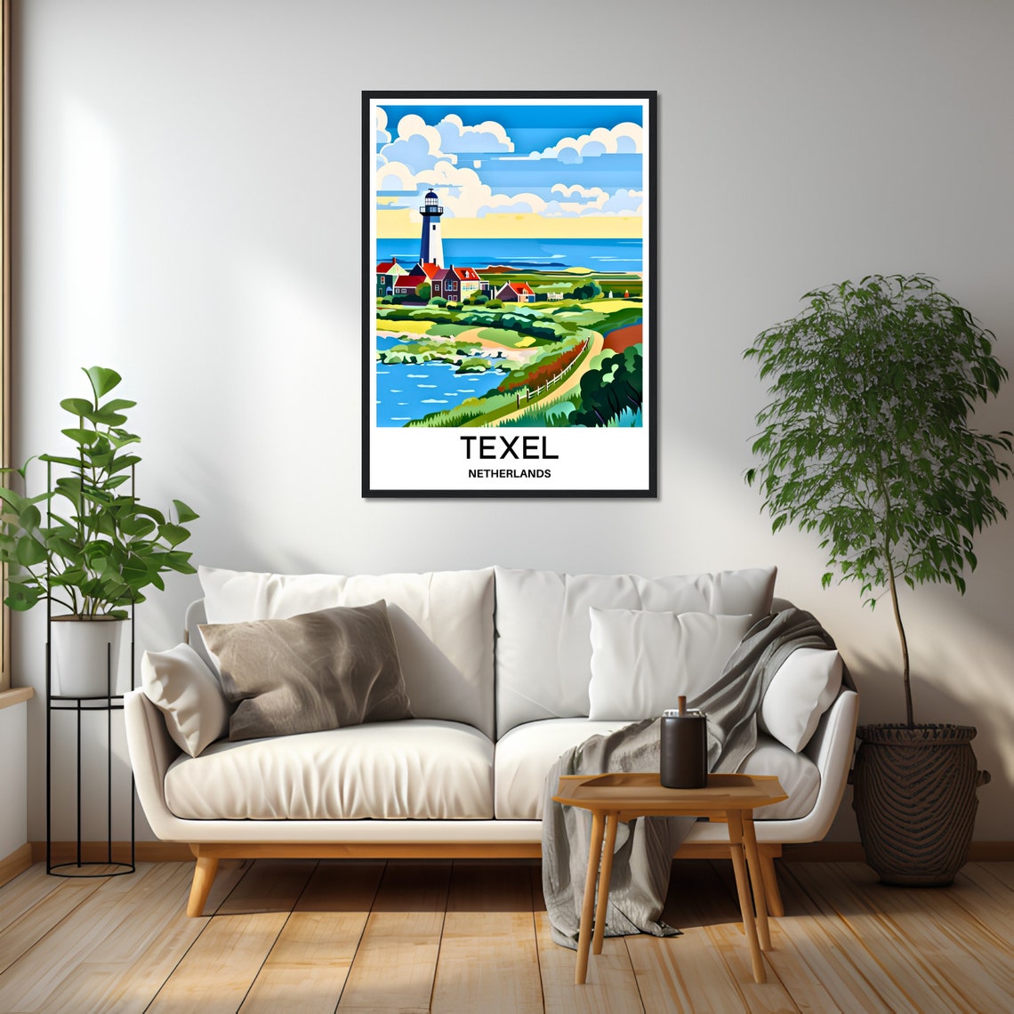Texel Netherlands Lighthouse Coastal Village Dunes View Poster - Image 2