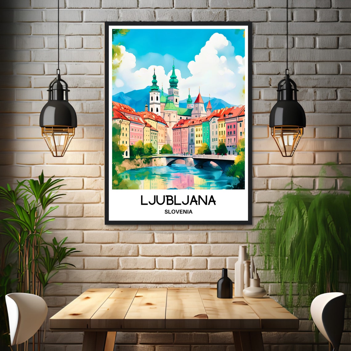 Ljubljana Watercolor Print Ljubljana Travel Poster Slovenian Art Print Slovenia Lover Gift Ljubljana City Watercolour Painting Illustration - Image 3
