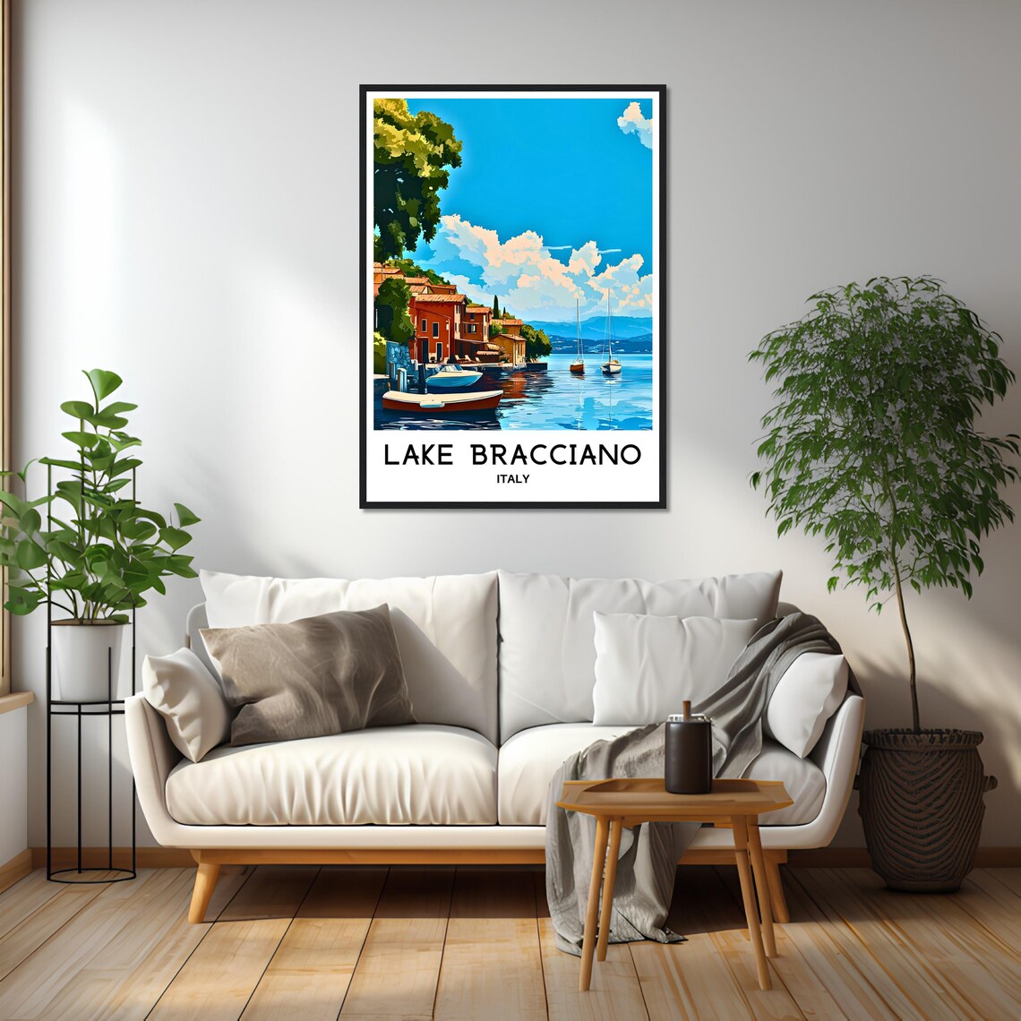 Lake Bracciano Italy Lakeside Town With Sailboats on Water Poster - Image 2