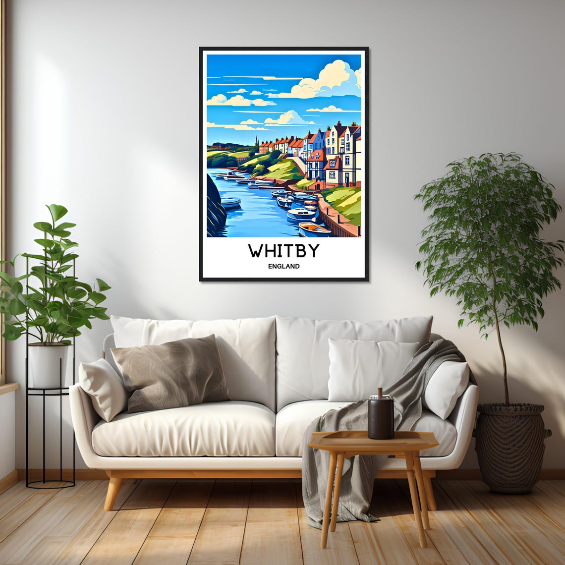 Whitby England River Harbor Boats Hillside Town Travel Poster - Image 2