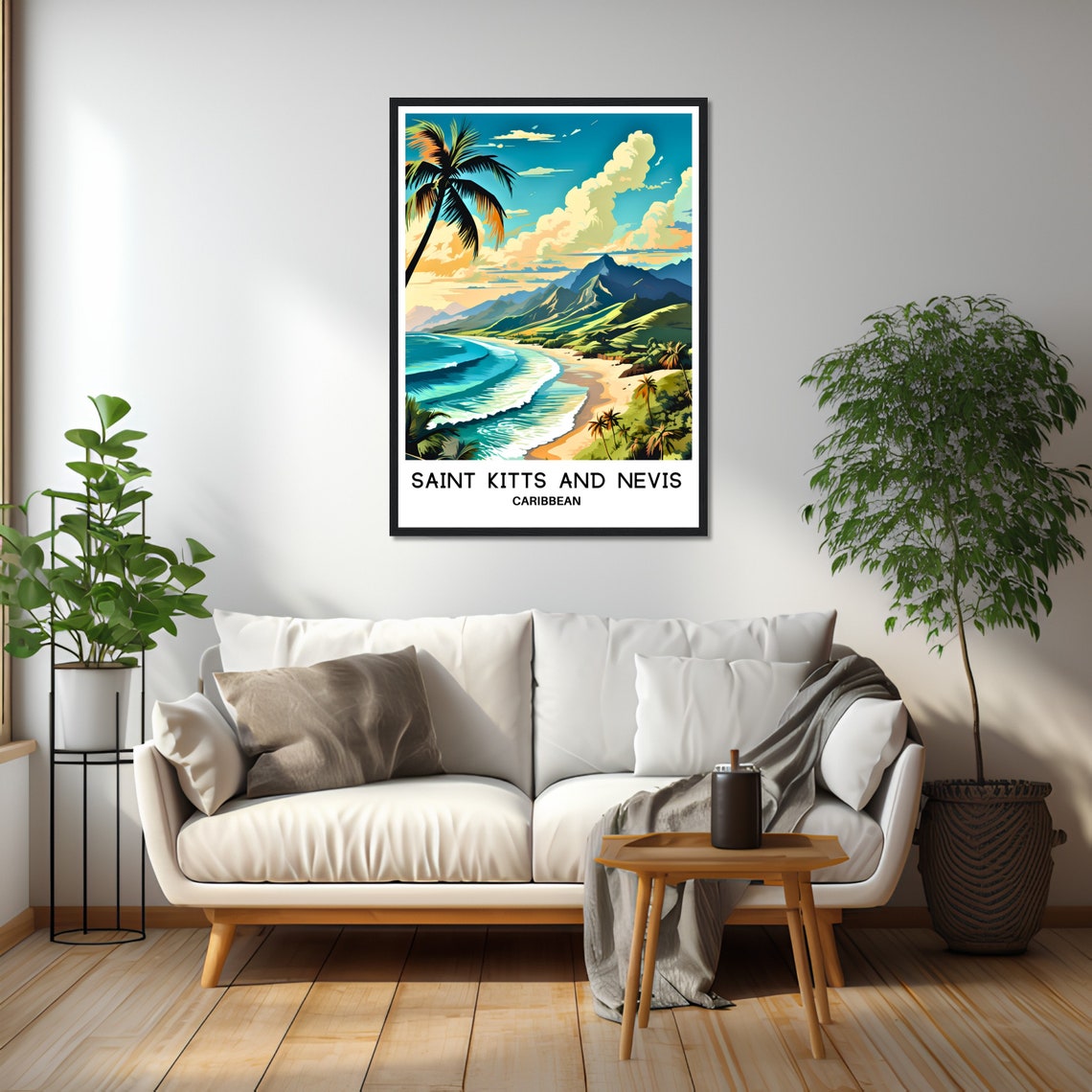 Saint Kitts And Nevis Caribbean Beach Mountain Coast Travel Poster - Image 2