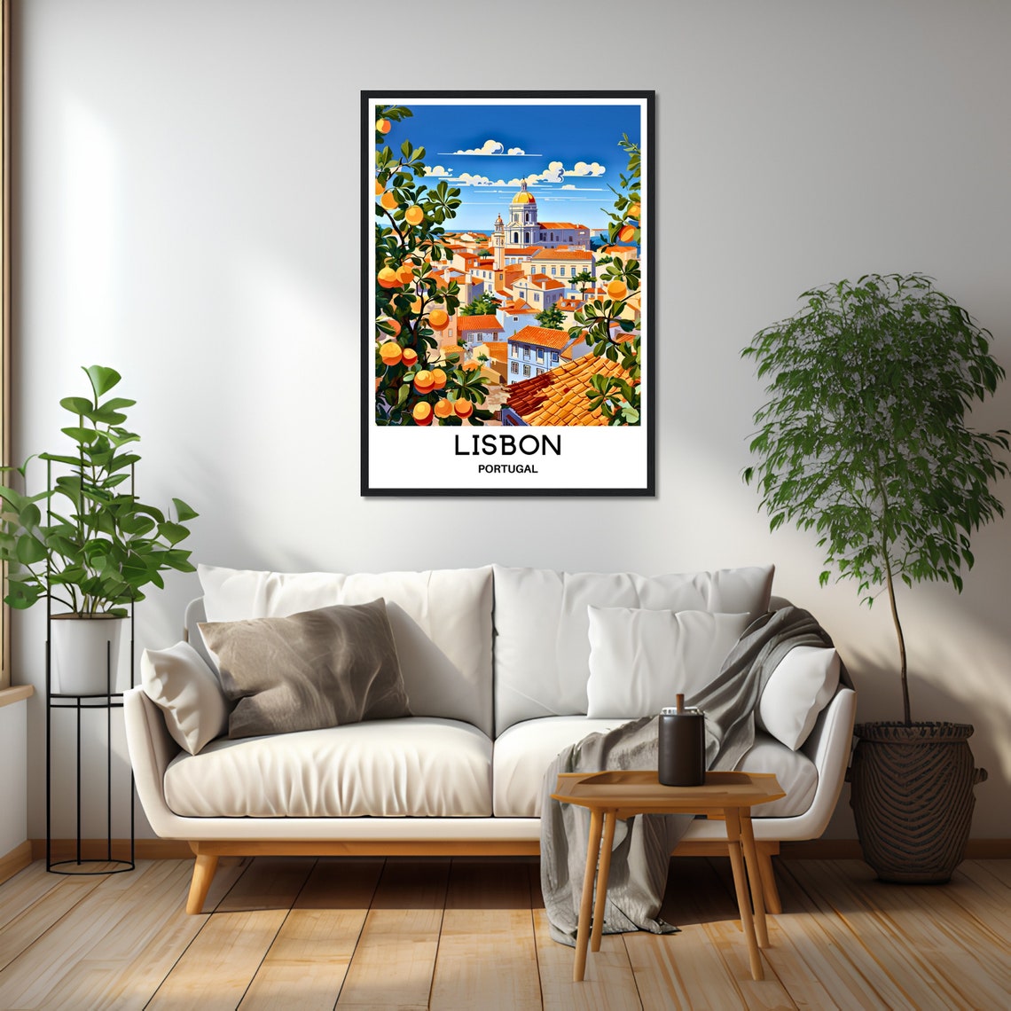 Lisbon Portugal Alfama Rooftops and Orange Trees Travel Poster - Image 2