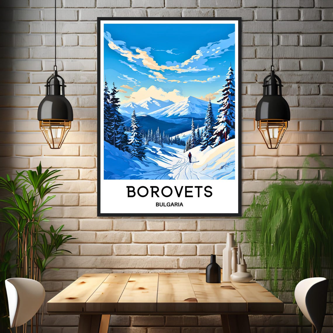 Borovets Bulgaria Snowy Pine Forest Mountain Ski Slope Travel Poster - Image 3