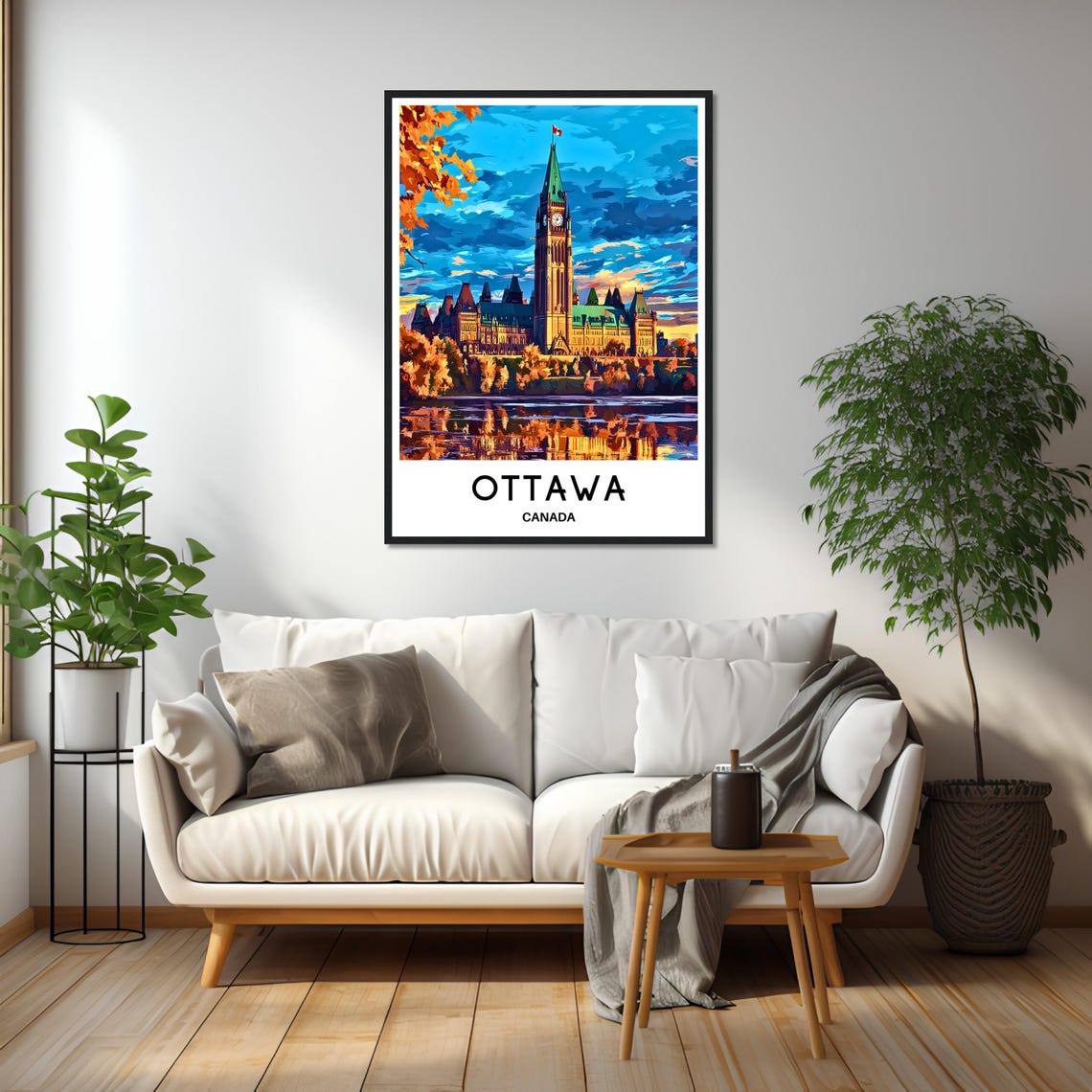 Ottawa Canada Parliament Hill Clock Tower Sunset River Poster - Image 2