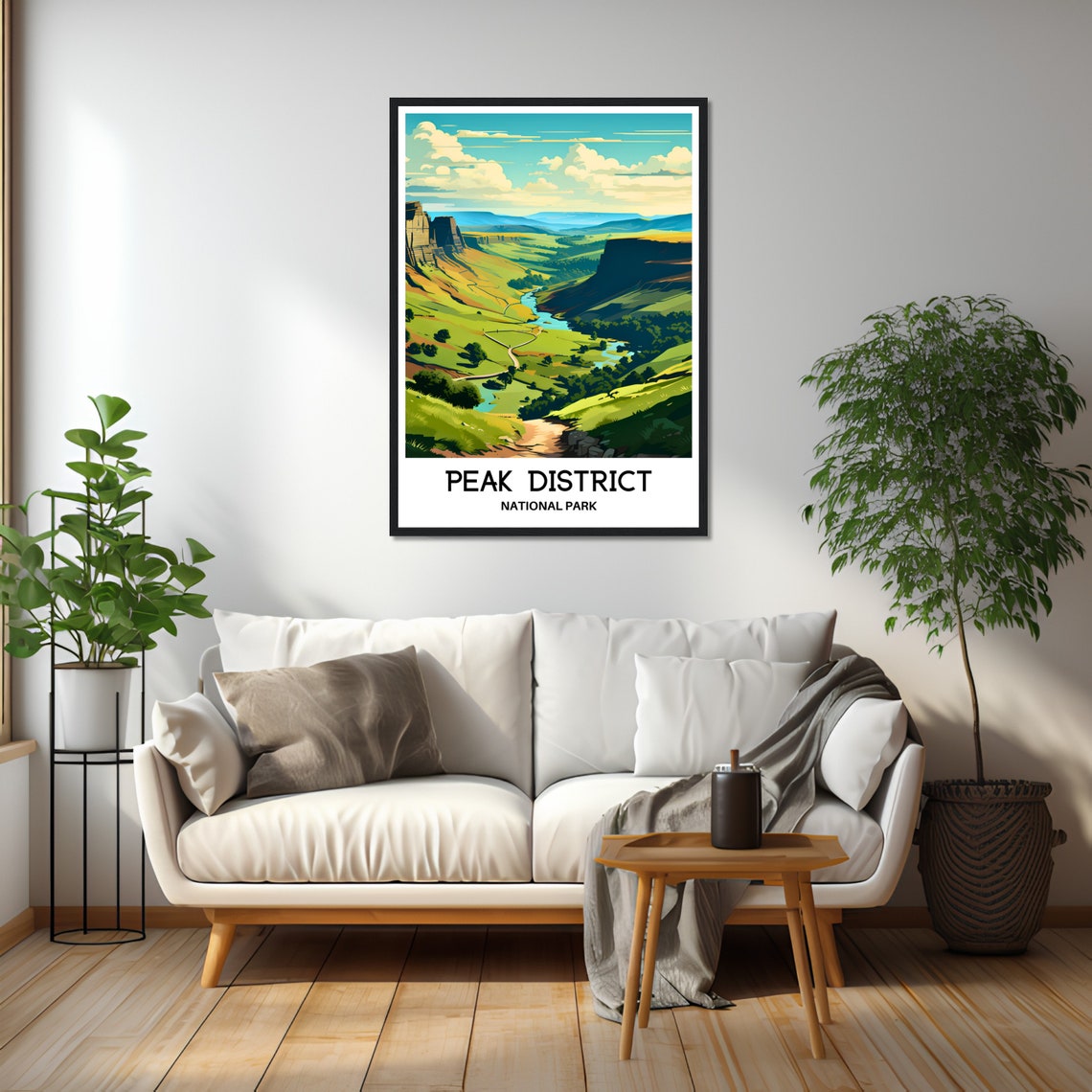Peak District National Park Green Valley River Limestone Crags Poster - Image 2