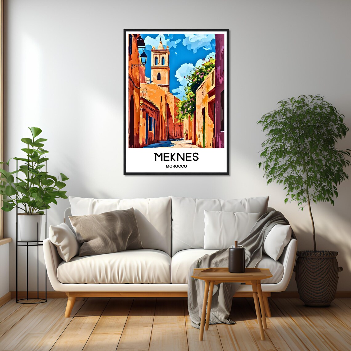 Meknes Morocco Old Town Alley Tower Travel Illustration Poster - Image 2