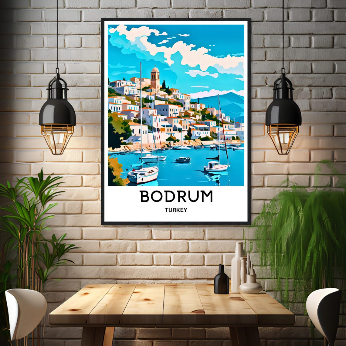 Bodrum Turkey Aegean Sea Harbor Vintage Travel Wall Decor Poster - Image 3
